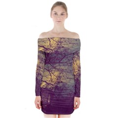 Tour Eiffel Paris Paysage Long Sleeve Off Shoulder Dress