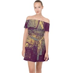 Tour Eiffel Paris Paysage Off Shoulder Chiffon Dress