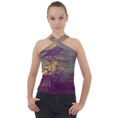 Tour Eiffel Paris Paysage Cross Neck Velour Top by kcreatif