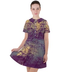 Tour Eiffel Paris Paysage Short Sleeve Shoulder Cut Out Dress  by kcreatif