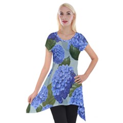 Hydrangea  Short Sleeve Side Drop Tunic by Sobalvarro