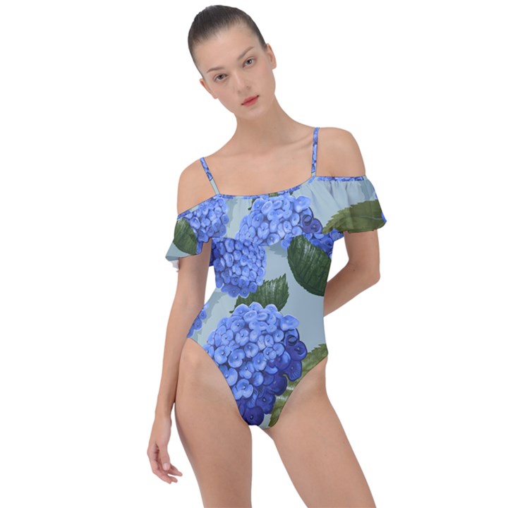 Hydrangea  Frill Detail One Piece Swimsuit