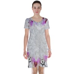 Orchidées Fleurs Abstrait Short Sleeve Nightdress by kcreatif