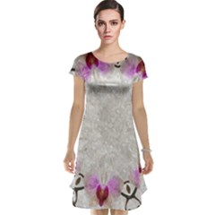 Orchidées Fleurs Abstrait Cap Sleeve Nightdress by kcreatif