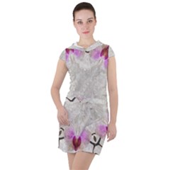 Orchidées Fleurs Abstrait Drawstring Hooded Dress by kcreatif