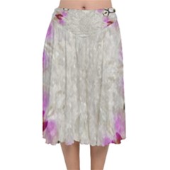 Orchidées Fleurs Abstrait Velvet Flared Midi Skirt by kcreatif