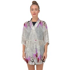 Orchidées Fleurs Abstrait Half Sleeve Chiffon Kimono by kcreatif