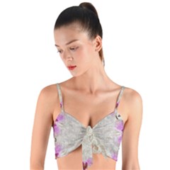 Orchidées Fleurs Abstrait Woven Tie Front Bralet by kcreatif