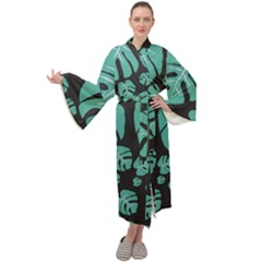 Leaves Maxi Velour Kimono by Sobalvarro