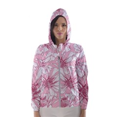 Pink Flowers Women s Hooded Windbreaker by Sobalvarro