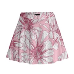 Pink Flowers Mini Flare Skirt by Sobalvarro