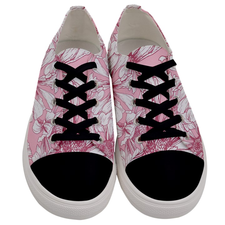 Pink flowers Men s Low Top Canvas Sneakers