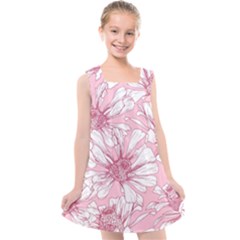 Pink Flowers Kids  Cross Back Dress by Sobalvarro