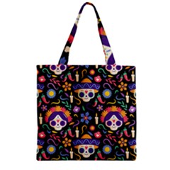 Dia De Los Muertos Zipper Grocery Tote Bag by Sobalvarro