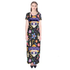 Dia De Los Muertos Short Sleeve Maxi Dress by Sobalvarro