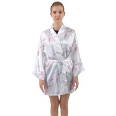 Pattern Orchidée Fleurs Long Sleeve Satin Kimono by kcreatif