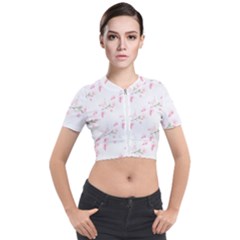 Pattern Orchidée Fleurs Short Sleeve Cropped Jacket