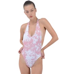 Degrade Rose/blanc Backless Halter One Piece Swimsuit