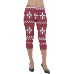 Christmas Pattern Lightweight Velour Capri Leggings  by Sobalvarro