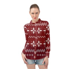 Christmas Pattern Long Sleeve Chiffon Shirt