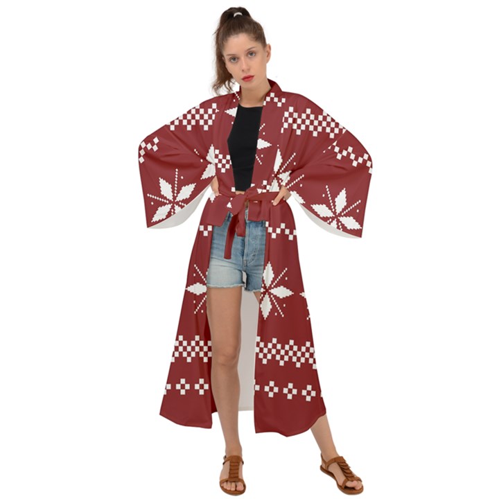 Christmas Pattern Maxi Kimono