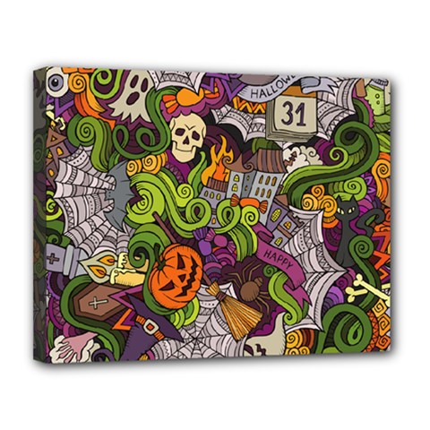 Halloween Doodle Vector Seamless Pattern Canvas 14  X 11  (stretched) by Sobalvarro