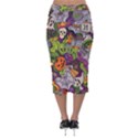 Halloween Doodle Vector Seamless Pattern Velvet Midi Pencil Skirt View2