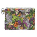 Halloween Doodle Vector Seamless Pattern Canvas Cosmetic Bag (XL) View1