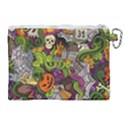 Halloween Doodle Vector Seamless Pattern Canvas Cosmetic Bag (XL) View2