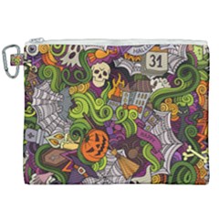 Halloween Doodle Vector Seamless Pattern Canvas Cosmetic Bag (xxl)