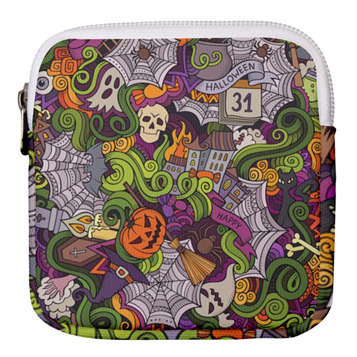 Halloween Doodle Vector Seamless Pattern Mini Square Pouch