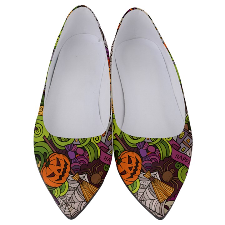 Halloween Doodle Vector Seamless Pattern Women s Low Heels