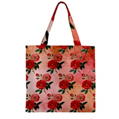 Pattern Flower Paper Zipper Grocery Tote Bag