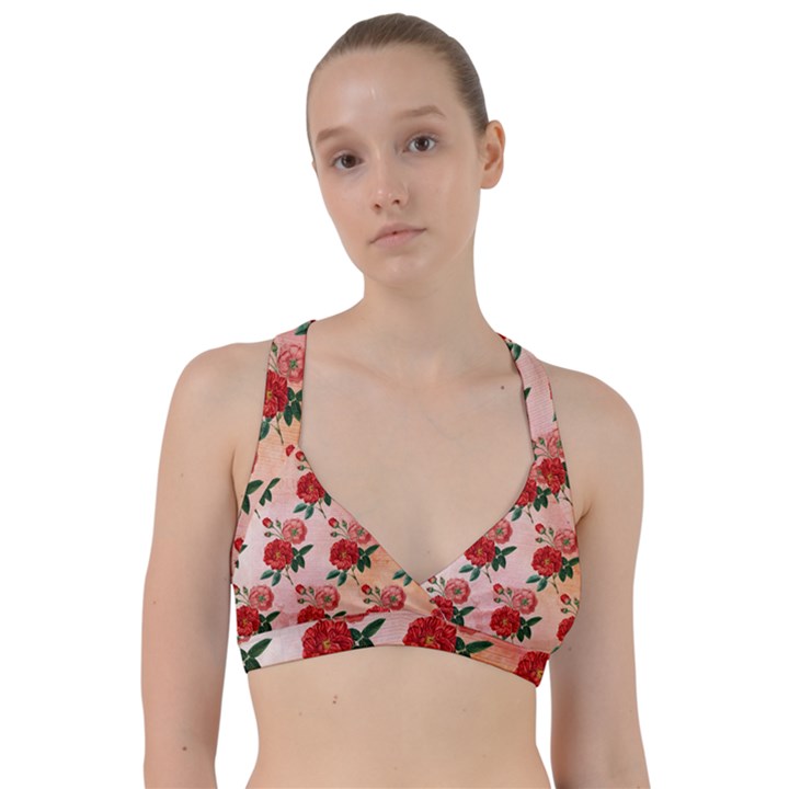 Pattern Flower Paper Sweetheart Sports Bra