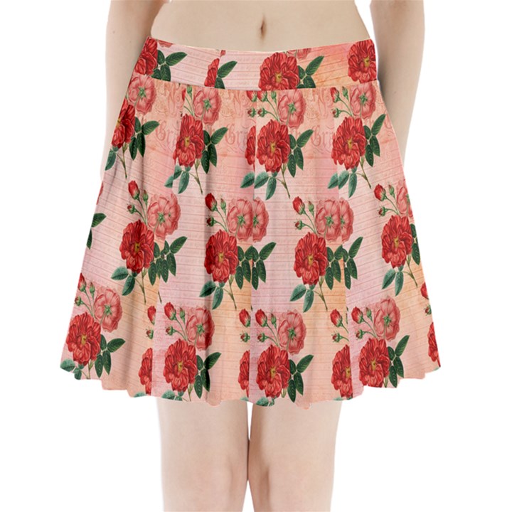 Pattern Flower Paper Pleated Mini Skirt