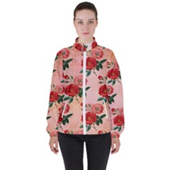 Pattern Flower Paper Women s High Neck Windbreaker