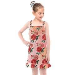 Pattern Flower Paper Kids  Overall Dress