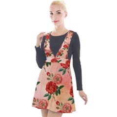 Pattern Flower Paper Plunge Pinafore Velour Dress