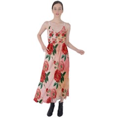 Pattern Flower Paper Tie Back Maxi Dress