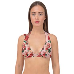 Pattern Flower Paper Double Strap Halter Bikini Top by HermanTelo