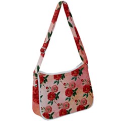 Pattern Flower Paper Zip Up Shoulder Bag