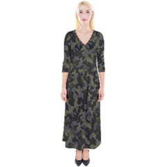 Camouflage Vert Quarter Sleeve Wrap Maxi Dress by kcreatif