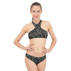 Camouflage Vert High Neck Bikini Set by kcreatif