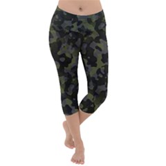 Camouflage Vert Lightweight Velour Capri Yoga Leggings by kcreatif