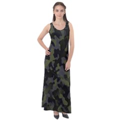 Camouflage Vert Sleeveless Velour Maxi Dress by kcreatif