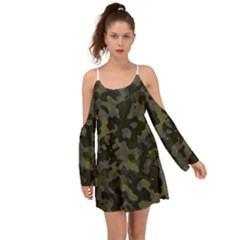 Camouflage Vert Kimono Sleeves Boho Dress by kcreatif