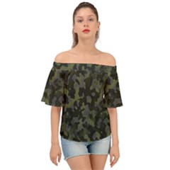 Camouflage Vert Off Shoulder Short Sleeve Top