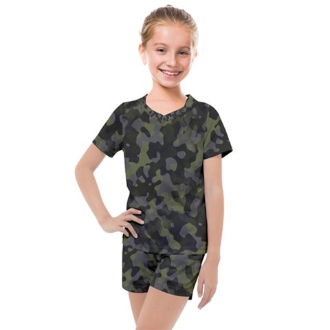 Camouflage Vert Kids  Mesh Tee And Shorts Set by kcreatif