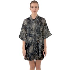 Grunge Organic Texture Print Half Sleeve Satin Kimono  by dflcprintsclothing