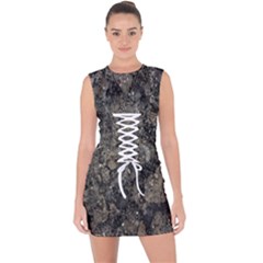 Grunge Organic Texture Print Lace Up Front Bodycon Dress by dflcprintsclothing